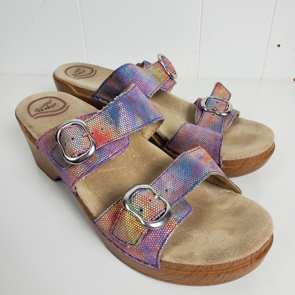 Dansko 2 strap slipon slides with a 2.5" heel danso size 42 us 11.5/12 - Picture 8 of 13